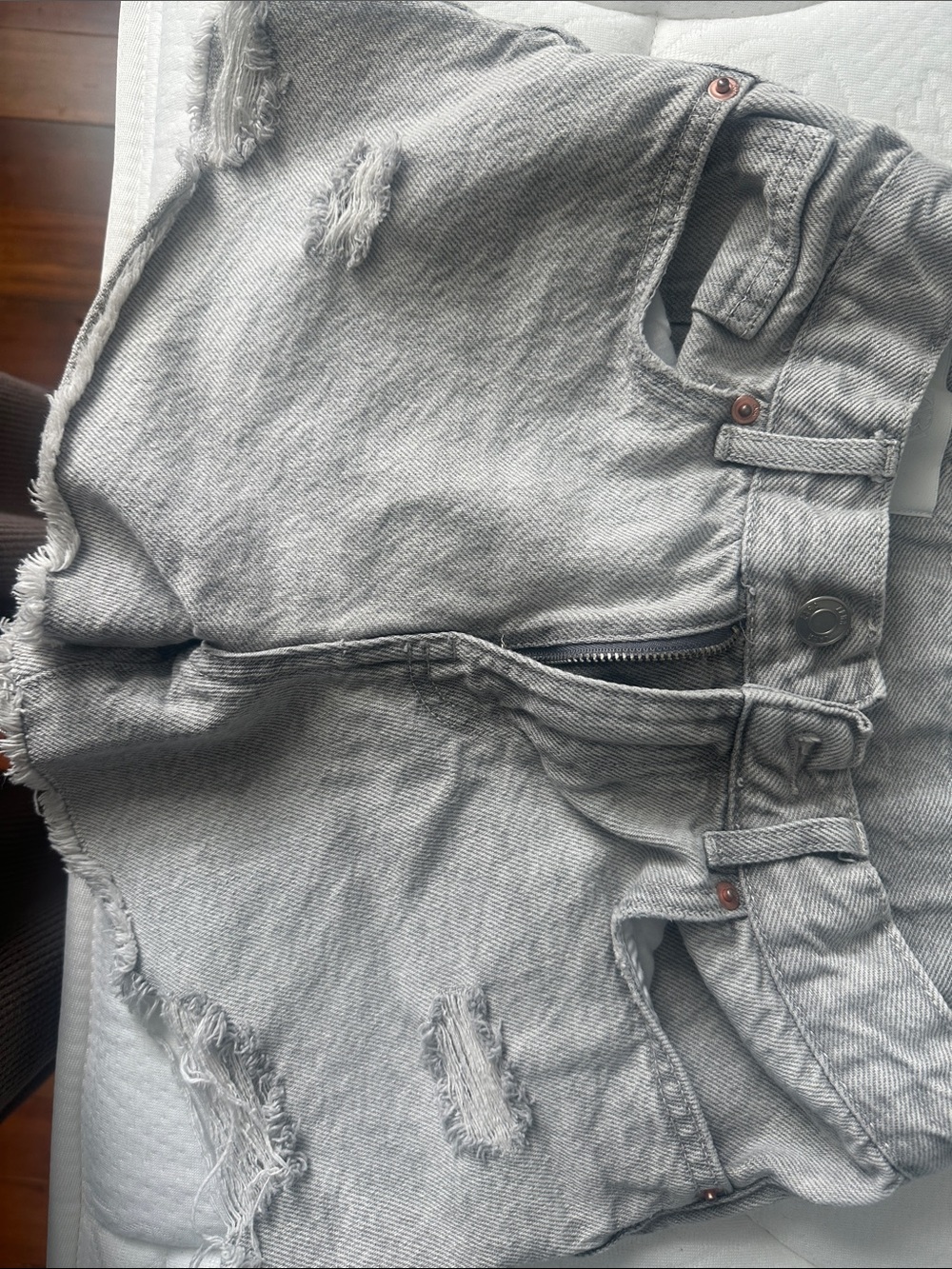 Zara Light Gray Distressed girls Denim Shorts